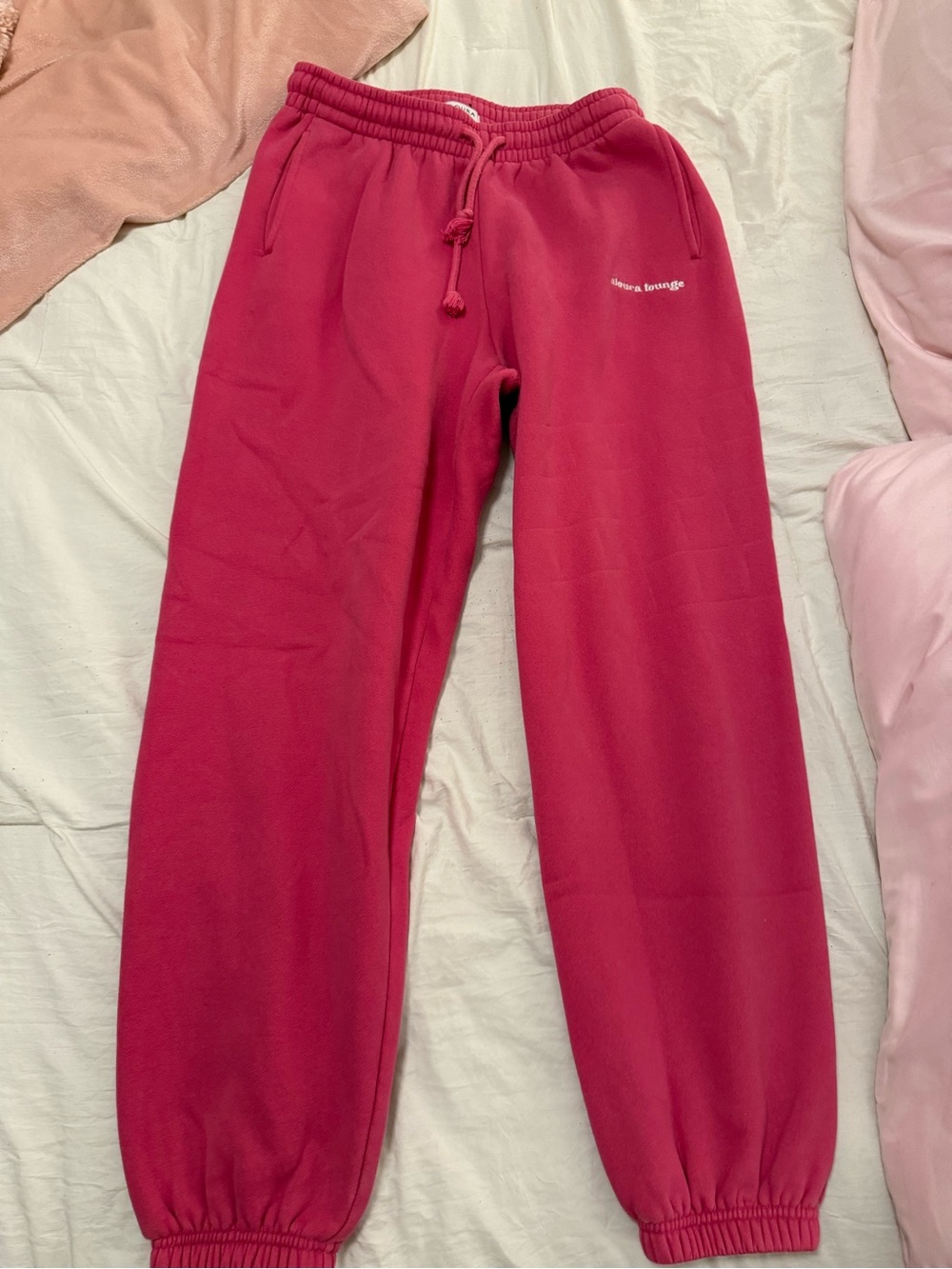 Aloura lounge - Pink Track Joggers with Elastic Waist